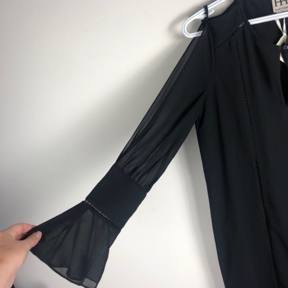 Haute Hippie Bessie Cutout Sleeve Black Dress NWT - Picture 3 of 5